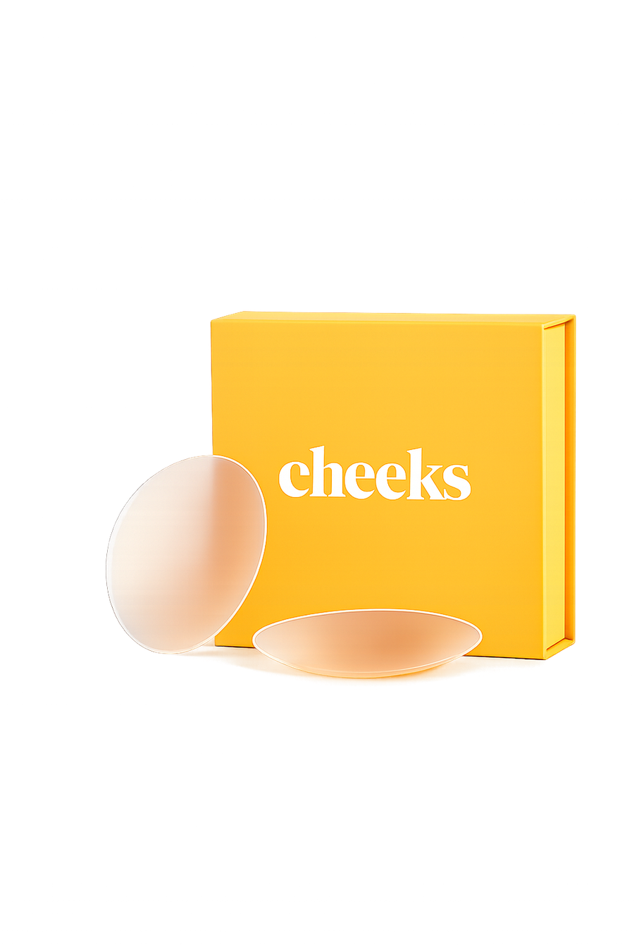 Le coffret cheeks jaune avec ses deux cache-tétons en silicone